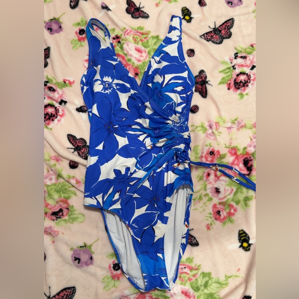 Blue Floral One-Piece Swimsuit (never worn)